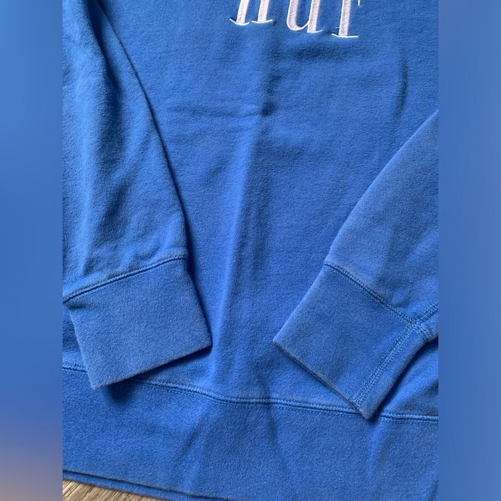 HUF Sweatshirt Crewneck Embroidered Blue White Size S - Picture 8 of 11